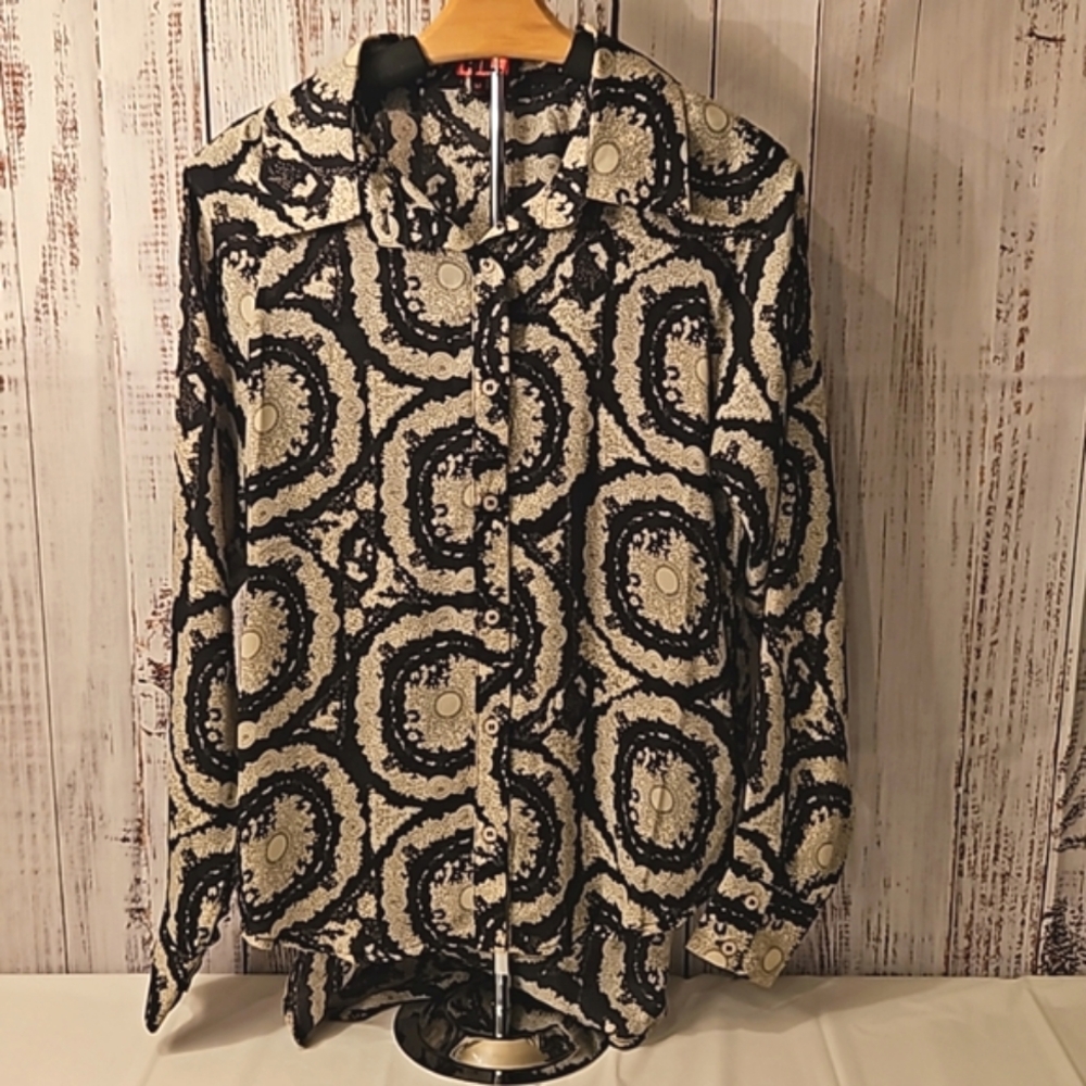 HL Sheer Button Down Long Sleeve Blouse